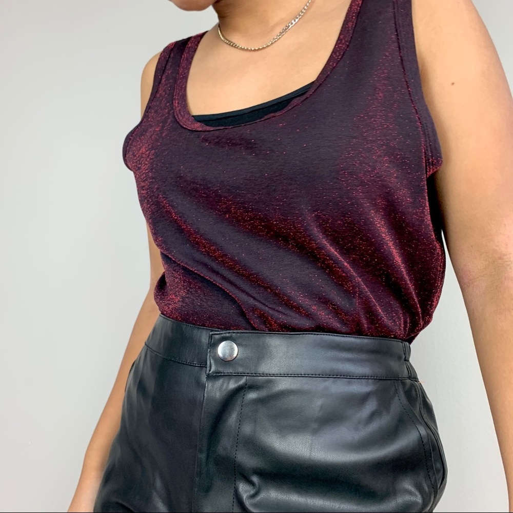 Red micro glitter top